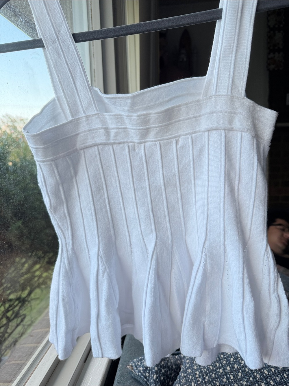 White Ribbed Knit Tank Top - Picture 3 of 5